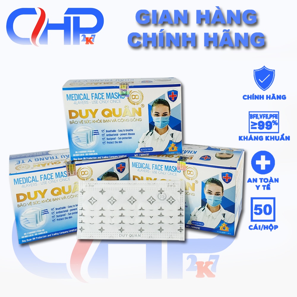 [Giá Sỉ] Hộp khẩu trang y tế họa tiết 4 lớp kháng khuẩn 50 cái