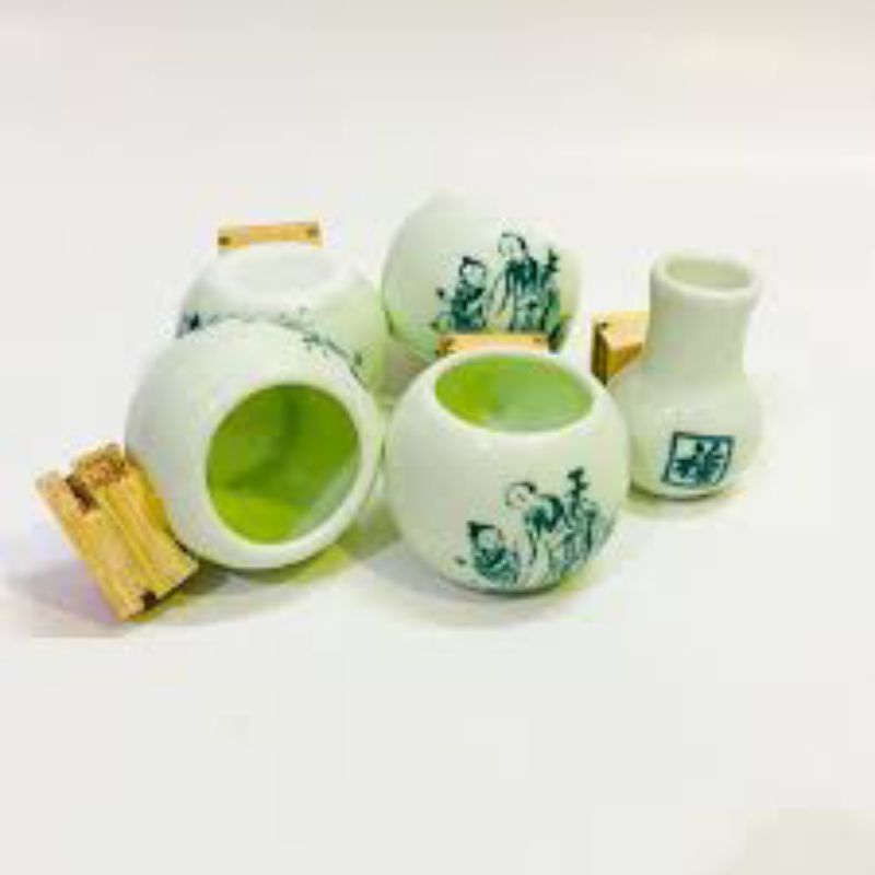 Cóng Chim Khuyên Chất Liệu Gốm Sứ Cao Cấp Hoạ Tiết Cực Đẹp - đủ bộ 5 món