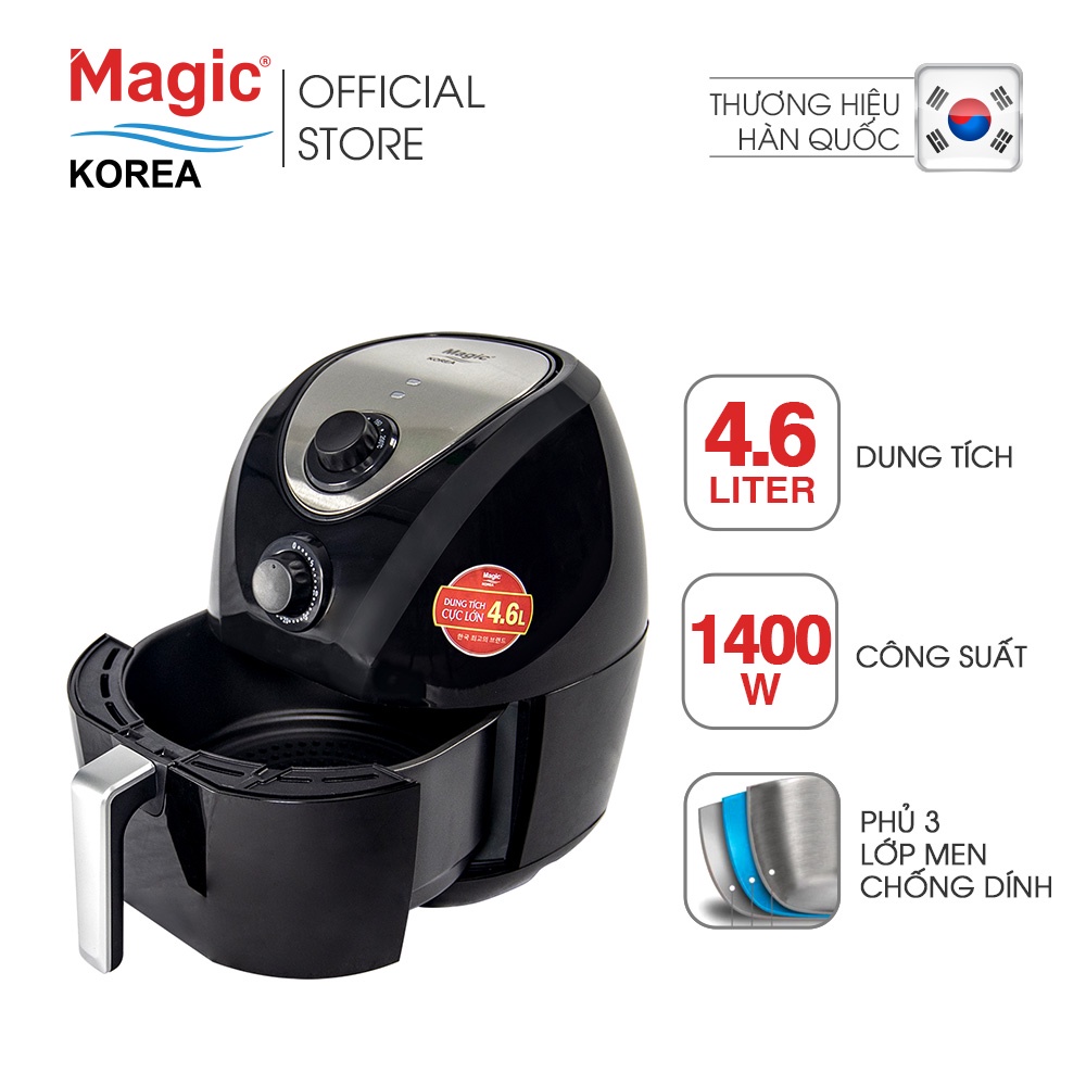 Nồi chiên không dầu Magic Korea A78 New 4.6L cho gia đình 4-6 người,chiên nướng nguyên một con gà 1.5kg,BH chính hãng