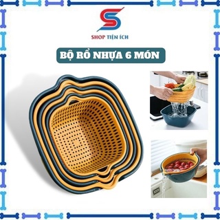 Bộ rổ nhựa kèm chậu thau 6 món đựng đồ đa năng cho nhà bếp Shop Tiện Ích