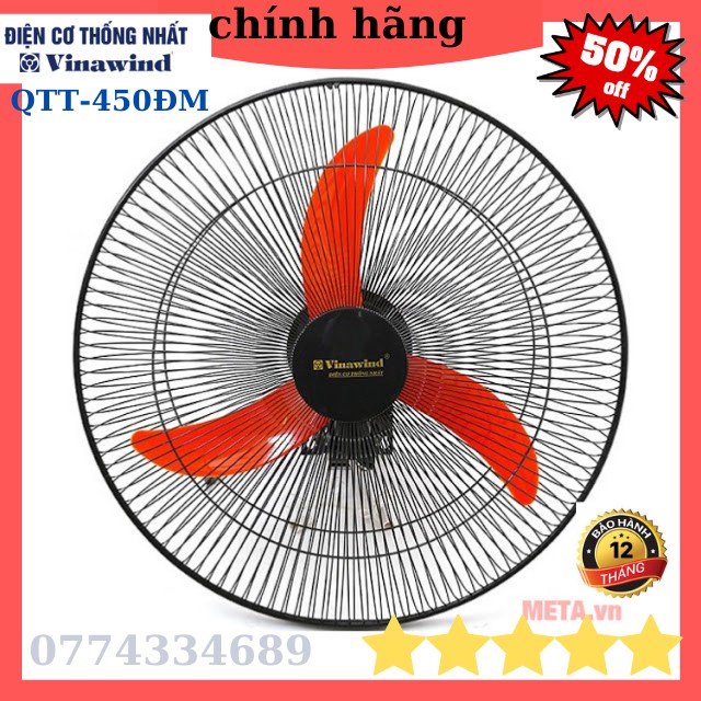 [ HÀNG CHÍNH HÃNG ] Quạt treo tường Vinawind QTT-450ĐM Cánh cam- Sải cánh 45cm, công suất 50W- quạt chắc-khỏe-bh 12th