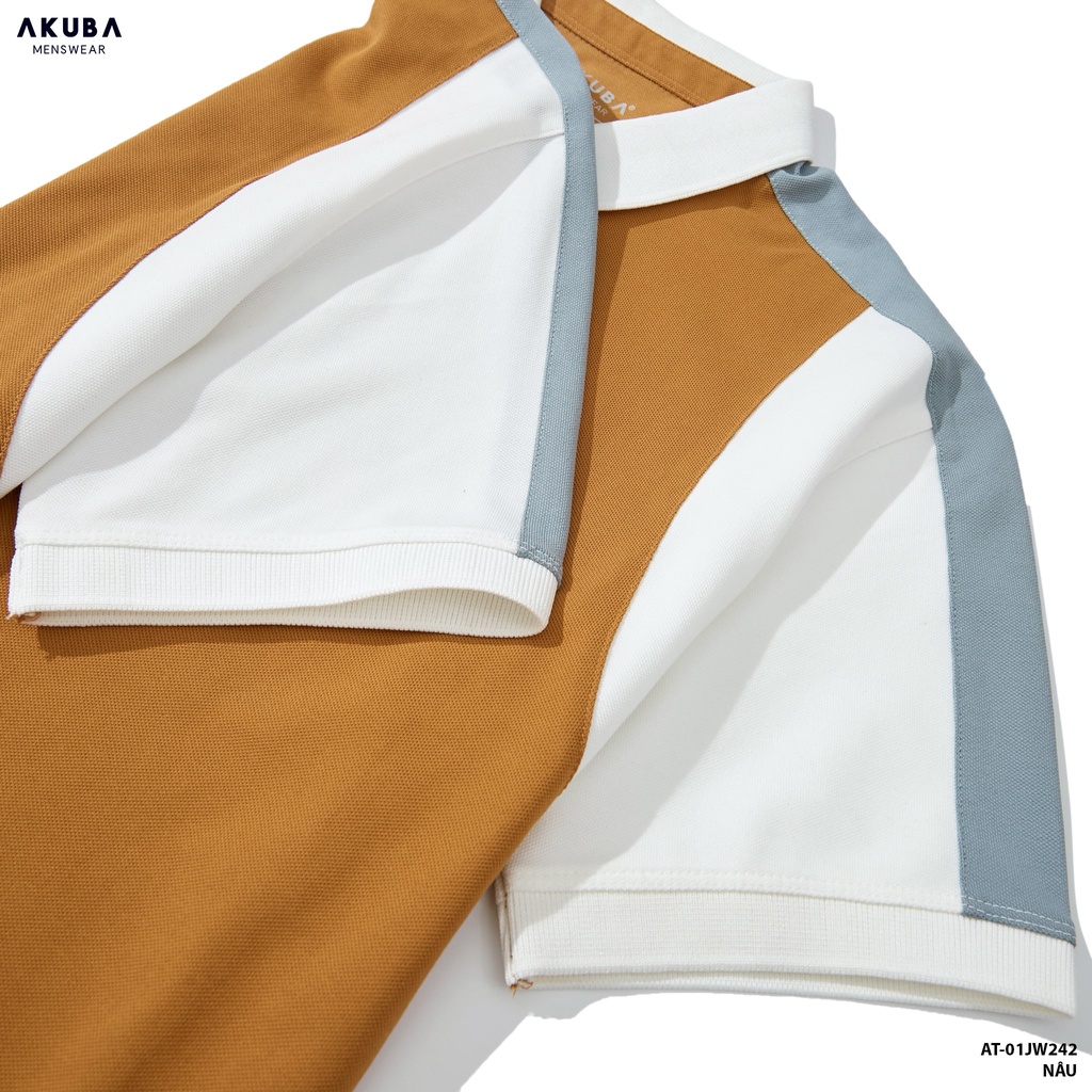 Áo thun polo nam AKUBA  form slimfit, chất liệu cotton, áo mịn, co giãn nhẹ, hạn chế xù lông, bền màu 01JW242