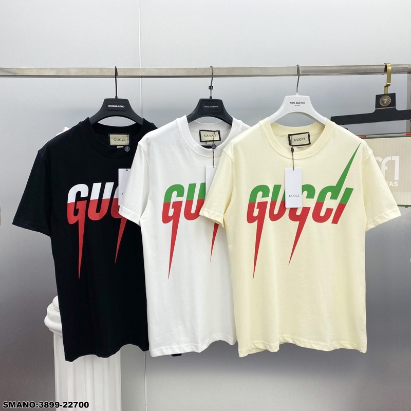 Áo Phông Nam Cotton 100% In Chữ GG Sét Gai Hai Màu AP74P