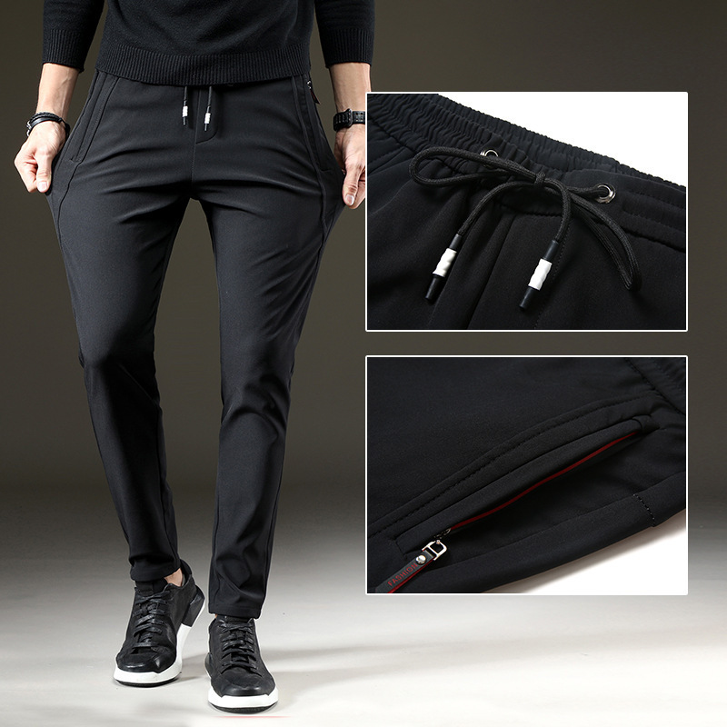 Men's pants thin casual pants sports feet elasticity quick-drying business suits