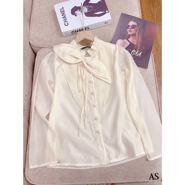 ⚡️BÁN SỈ⚡️Áo sơmi cổ nơ cúc ngọc tặng kèm cài hoa | BigBuy360 - bigbuy360.vn