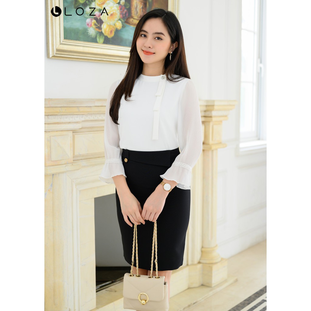 [Mã FASHIONMALLT4 giảm 15% đơn 150k] Chân váy dáng ôm đính cúc-LOZA LC01105 | BigBuy360 - bigbuy360.vn