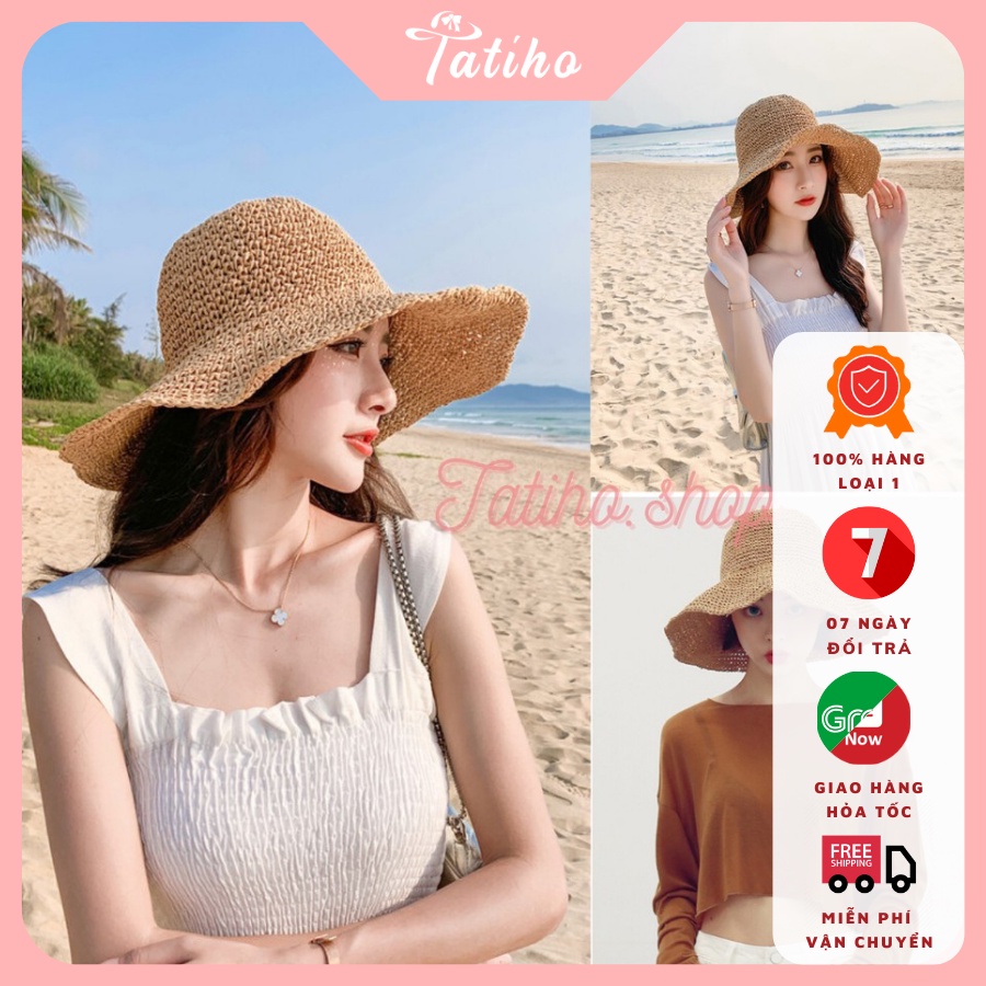 Nón Cói (Mũ Cói) Mềm Trơn Đi Biển Thời Trang Nữ Hàn Quốc - Mã NC018