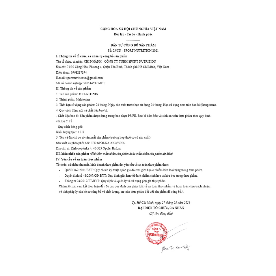 SFD Melatonin 270 viên - Hỗ trợ Giấc Ngủ