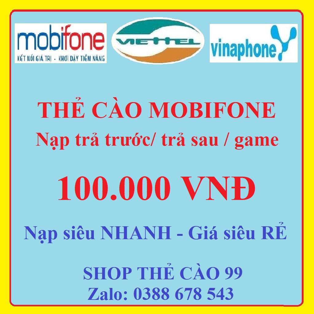 Thẻ Cào Mobifone 100K Siêu Rẻ