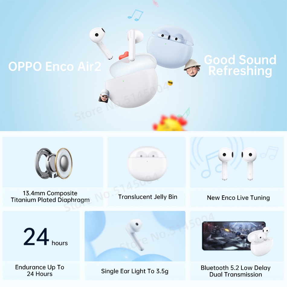 Tai nghe không dây OPPO ENCO Air 2 TWS Blutooth 5.2 Chống Tiếng Ồn IPX4