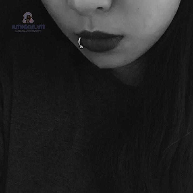 ✨✨1 đôi khuyên tai hình bán nguyệt bằng thép không gỉ unisex