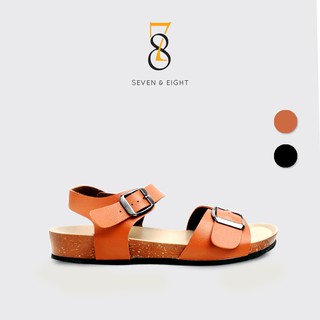 Sandal Siêu Nhẹ Đế Bệt Quai Ngang Hai Khóa Seven & Eight 3cm - D0007