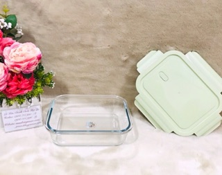 Hộp đựng thực phẩm chữ nhật văn phòng cao cấp có nắp hút chân không, đa năng  - Thố thủy tinh chữ nhật