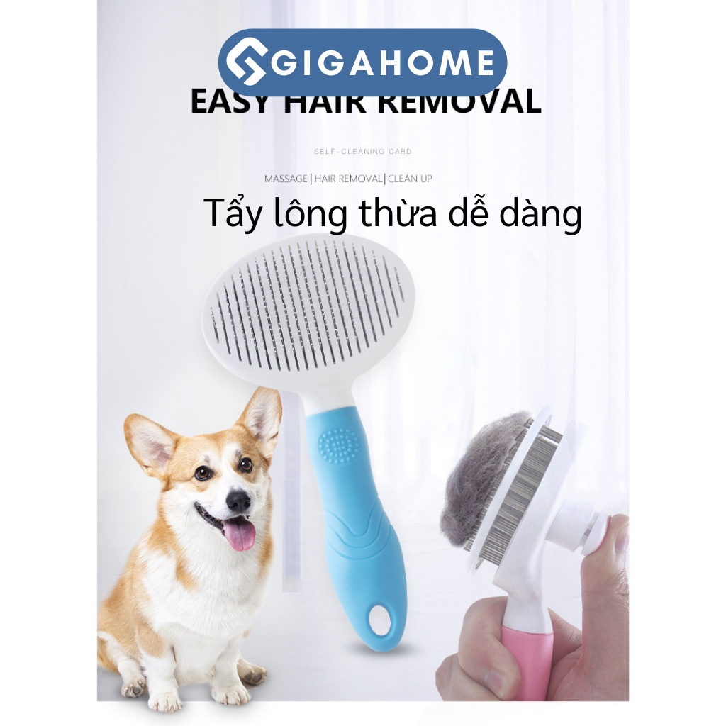Lược Chải Lông Chó Mèo Có Nút Bấm GIGAHOME Massage Nhẹ Nhàng, Thoải Mái 8055