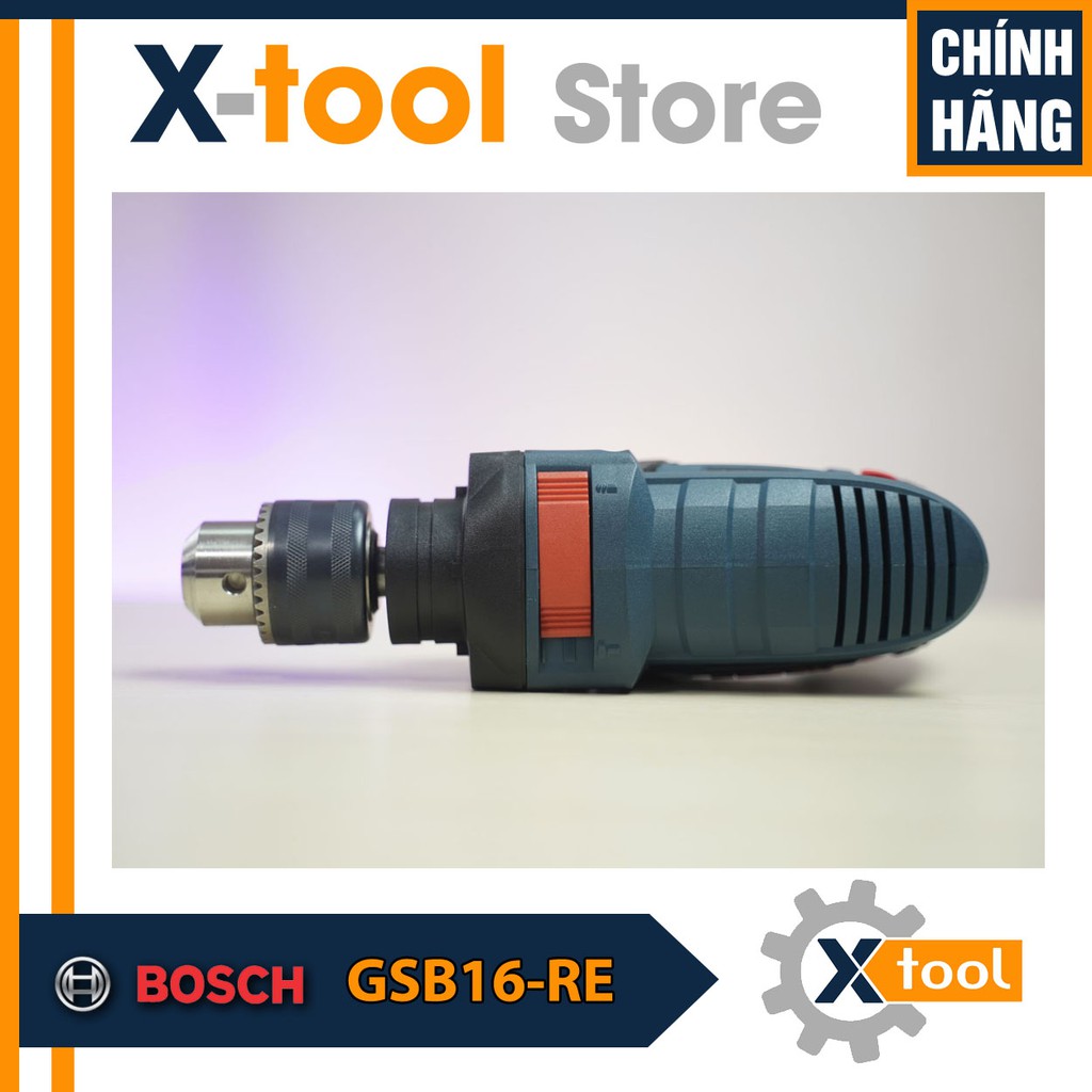 Máy Khoan Động Lực Bosch GSB 16RE (750W - 13mm ) Kèm Valy nhựa - Khoan Sắt/Gỗ/Tường/Bê Tông mỏng