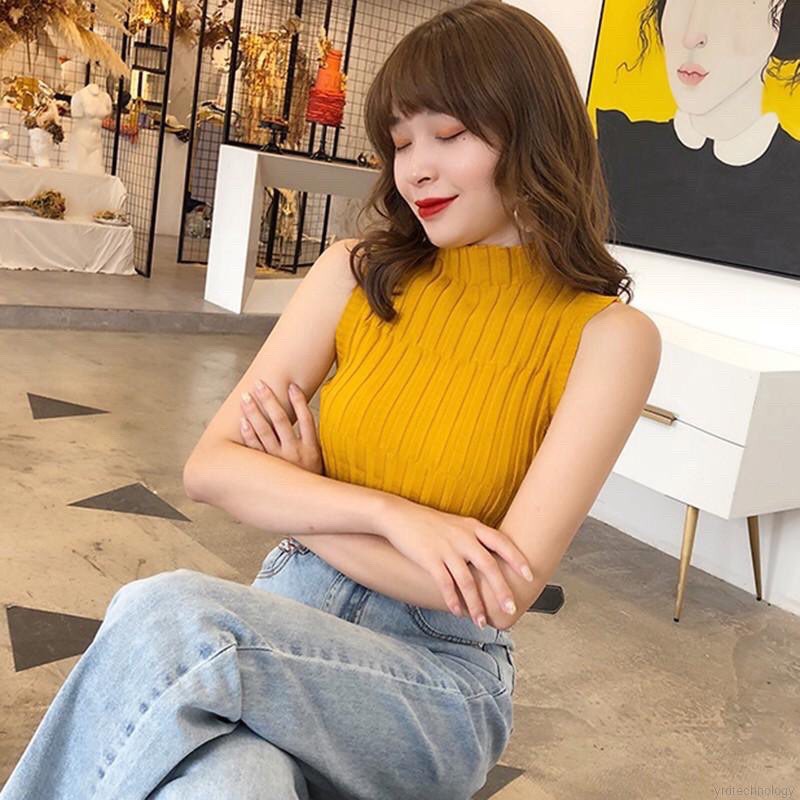 Áo len giữ nhiệt nữ 𝑭𝒓𝒆𝒆𝒔𝒉𝒊𝒑 Áo len cộc tay ba lỗ thời trang len gân siêu đẹp