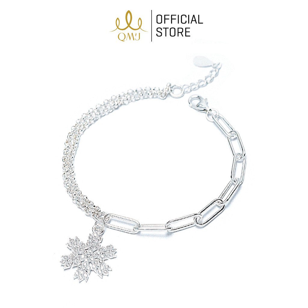 Lắc tay bạc QMJ Uyên ương mix charm hoa tuyết băng giá Q221