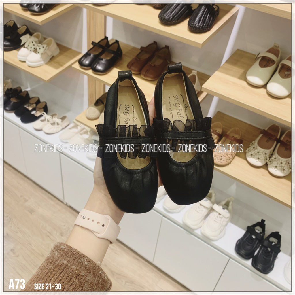 Giày búp bê quai ngang phối bèo nhún cho bé gái Zonekids - A73