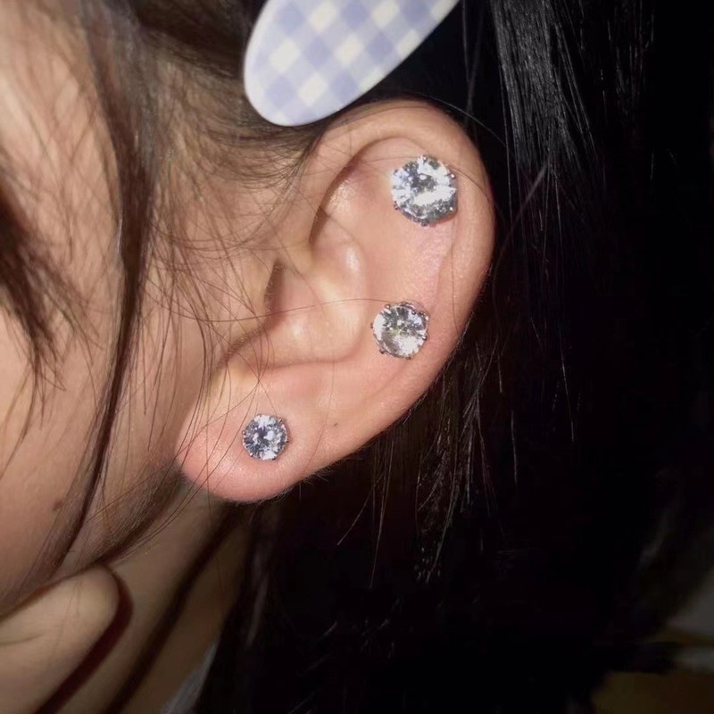 Khuyên Tai Hình Vương Miện Đính Đá 4/5/6/7/8MM Thanh Lịch Cho Nữ