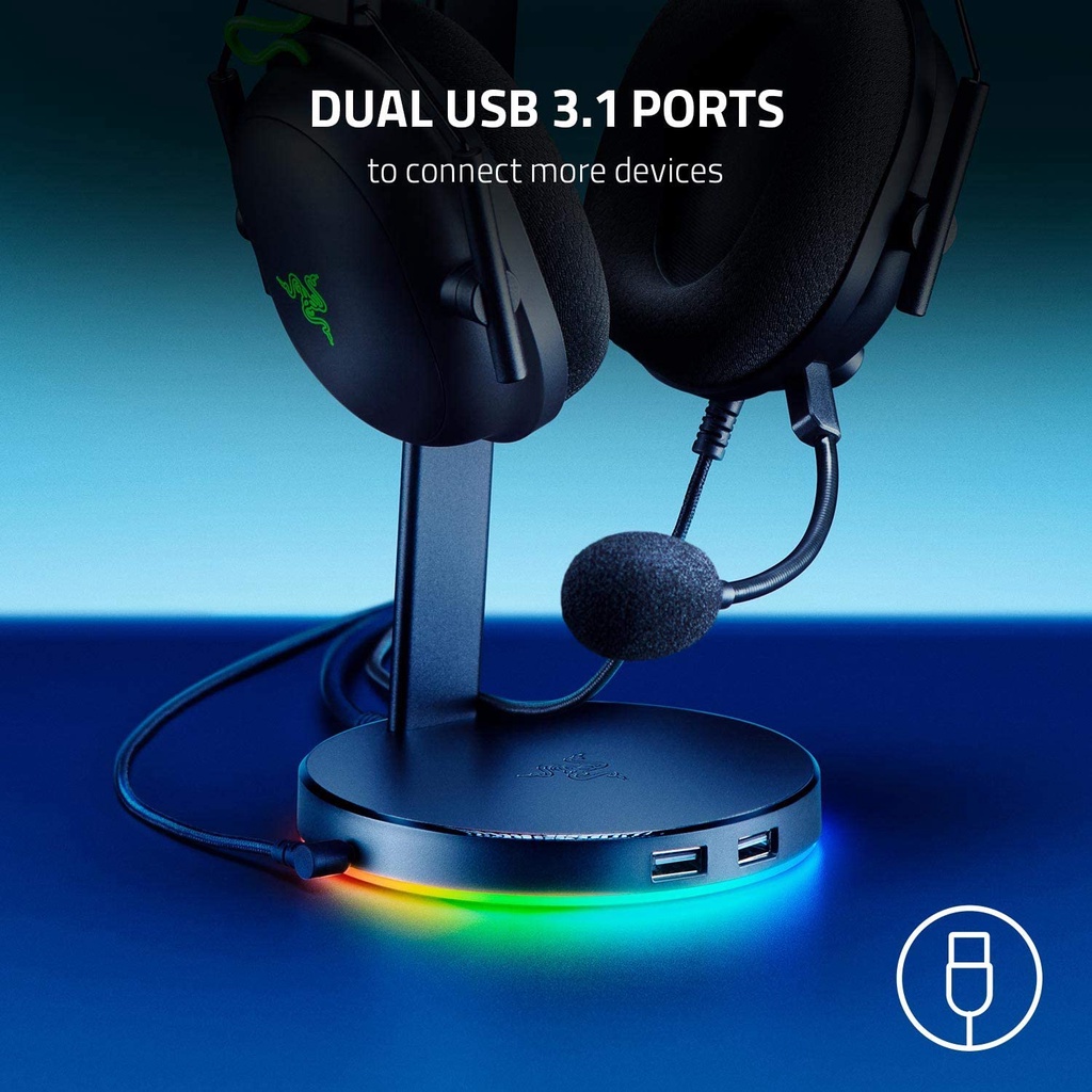 Giá treo tai nghe Razer Base Station V2 Chroma-USB 3.1 Hub-7.1 Surround Sound