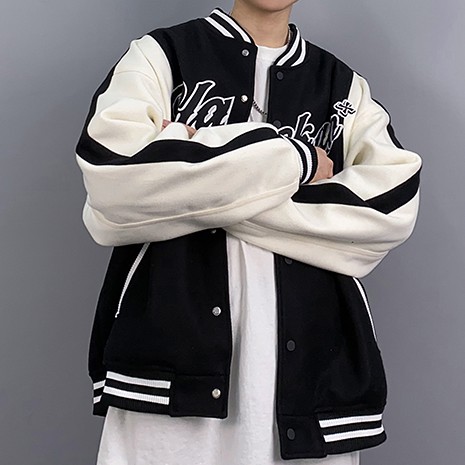 Áo khoác bóng chày tay dài phối hoạ tiết thêu dành cho nam nữ đồ bộ Bình thường quá khổ