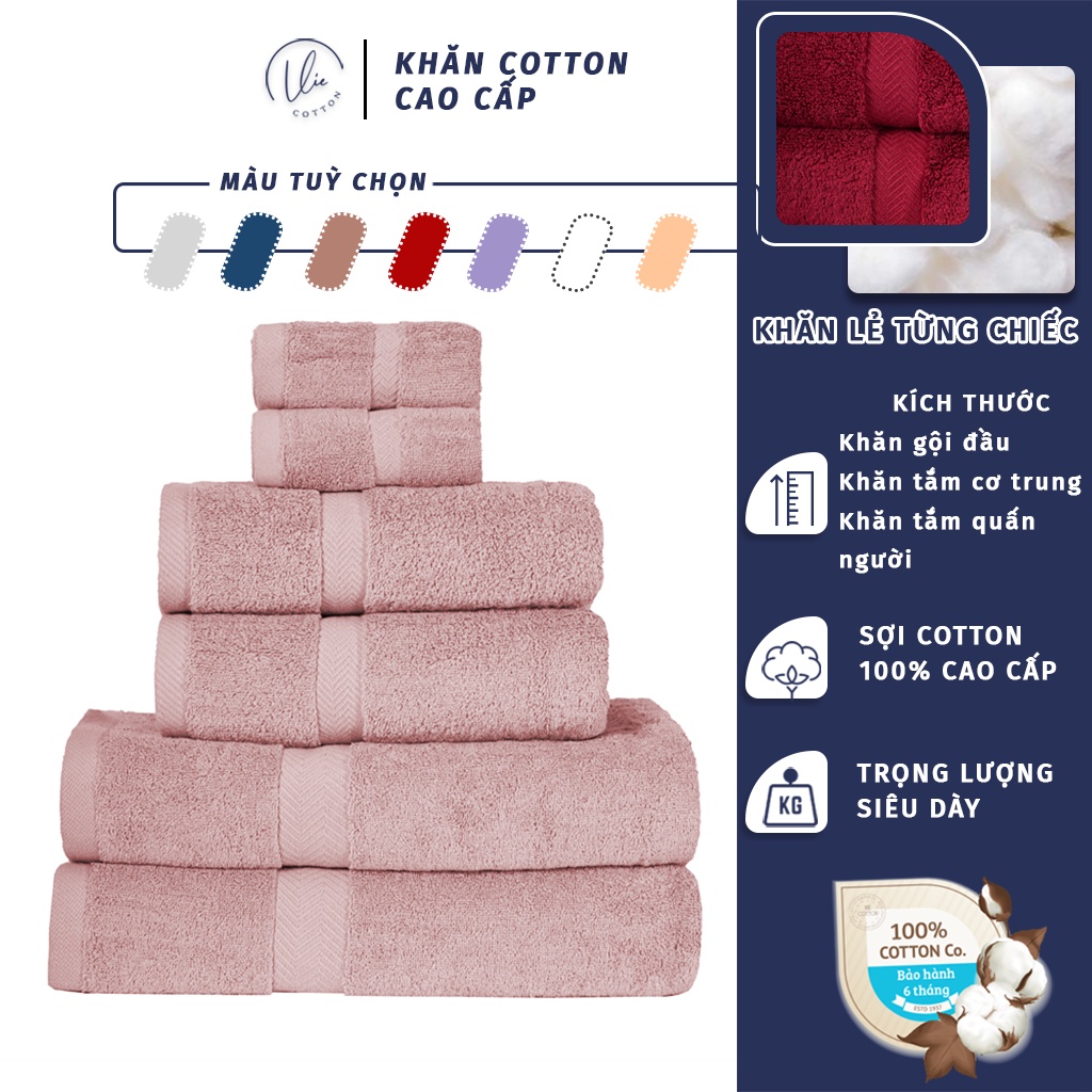 Khăn tắm cao cấp VIECOTTON HNCT1 100% cotton siêu dày siêu mềm mịn thấm hút cam kết giao đúng màu