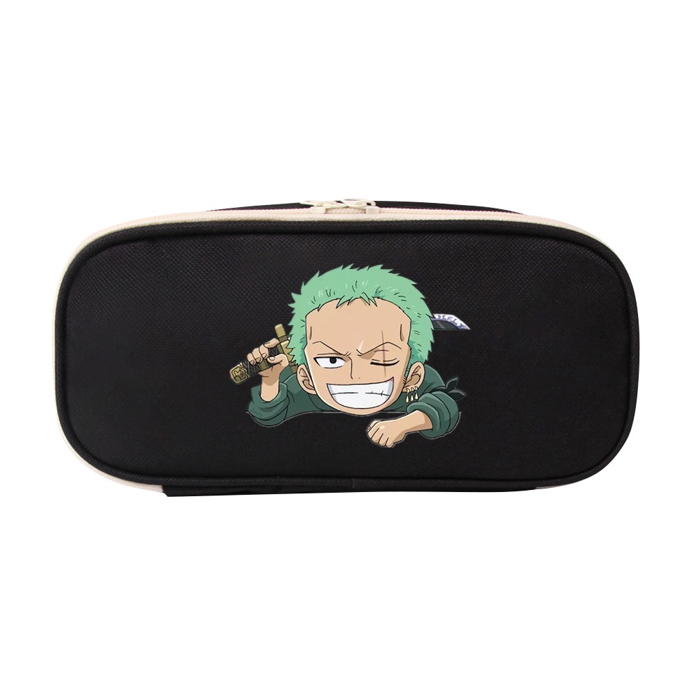 Túi Đựng Bút Vải Canvas Đa Năng Họa Tiết Hoạt Hình One Piece Luffy Zoro Anime Cho Bé