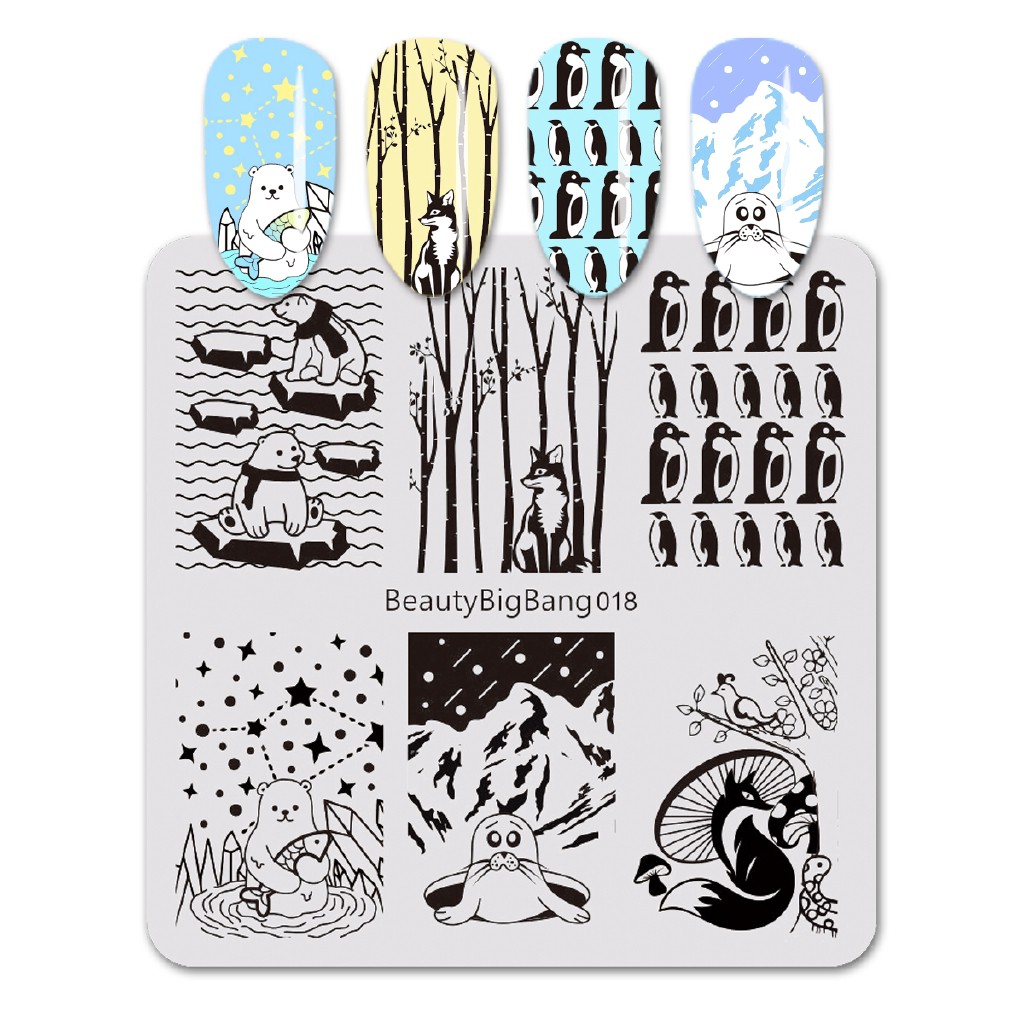 Set tem dán trang trí móng in họa tiết động vật xinh xắn