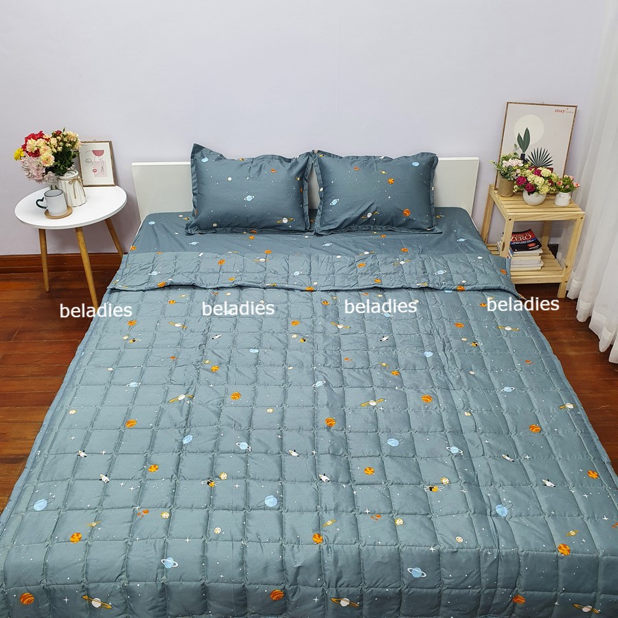 Chăn hè trần bông 2 mặt poly cotton, mền hè thu mỏng có thể đắp văn phòng, du lịch