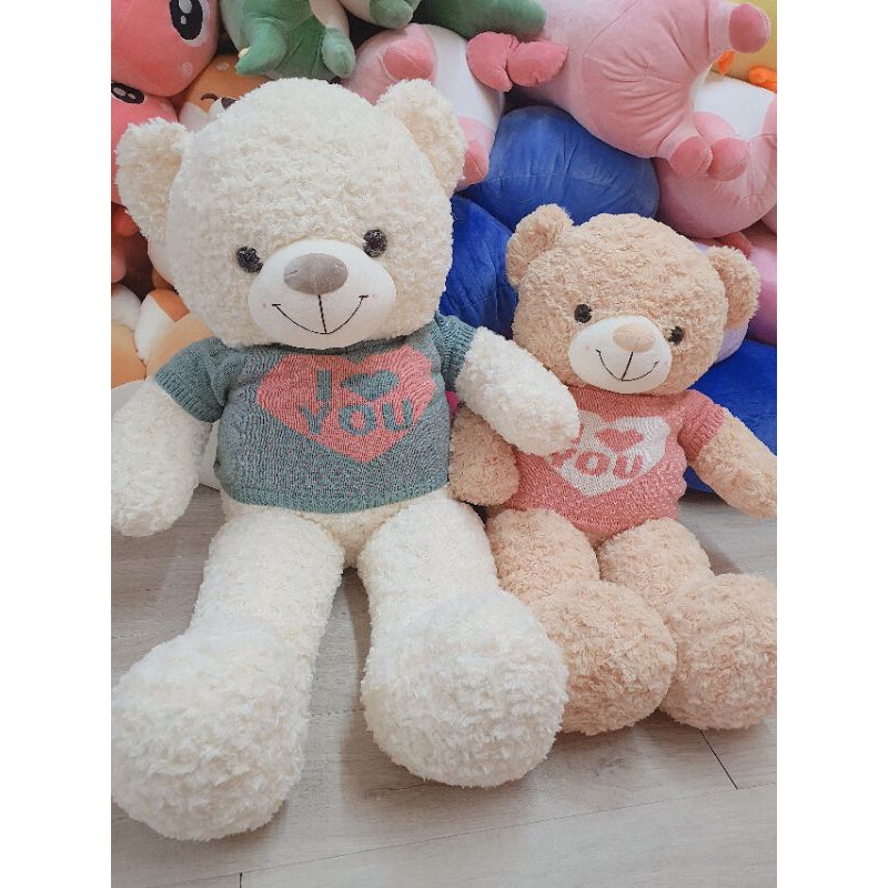 Teddy áo len tim lông xoắn hoa hồng hàng cao cấp (Hình thật chụp tại shop CMT8)