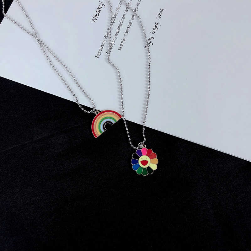 Women's rainbow flower necklace ins fashion accessories