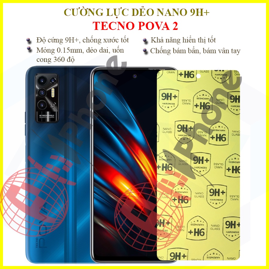 Dán cường lực dẻo nano trong hoặc nhám cho Tecno Pova 2