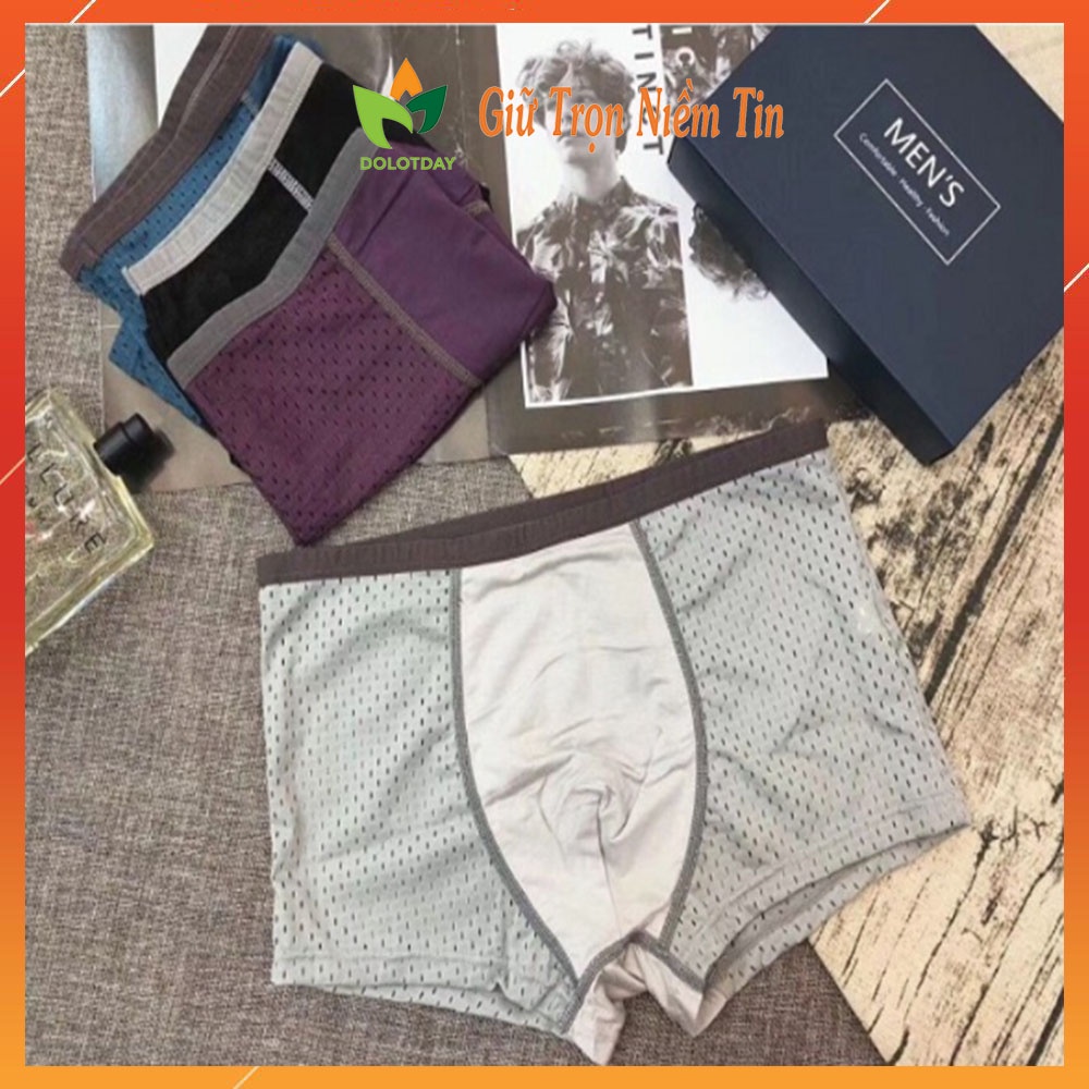 HỘP 4 Quần sịp đùi nam thông hơi cao cấp xuất nhật co giãn 4 chiều LOTNAM08