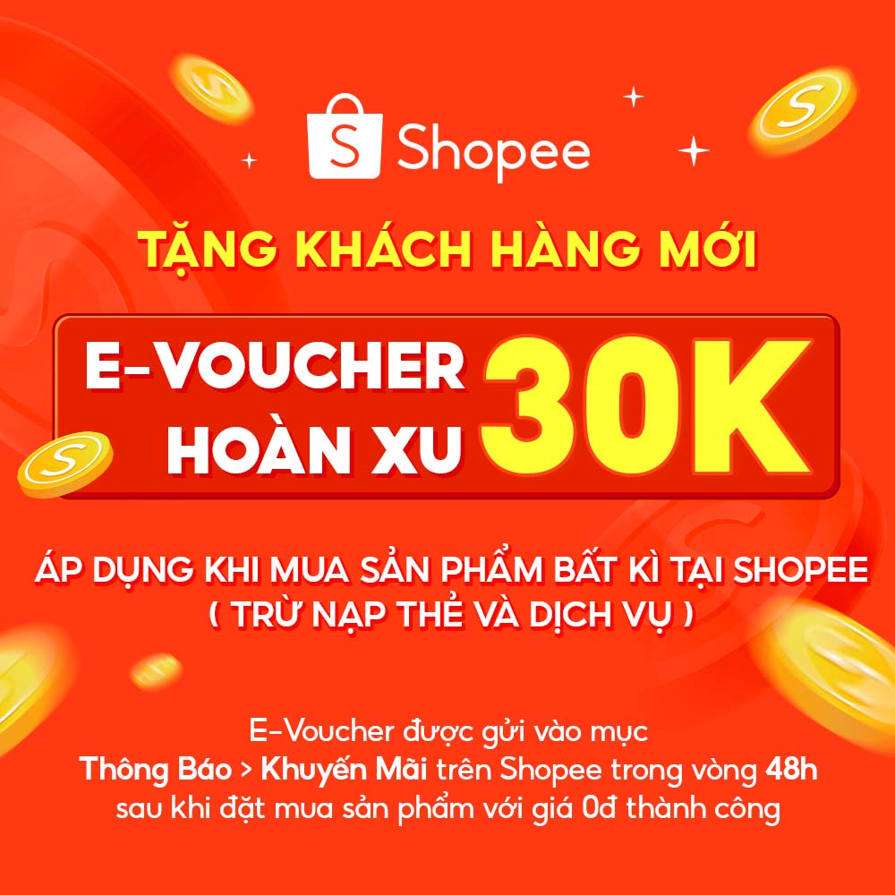 Mã mua hàng Shopee (trừ Nạp Thẻ & Dịch Vụ) hoàn 30K xu cho khách hàng mới