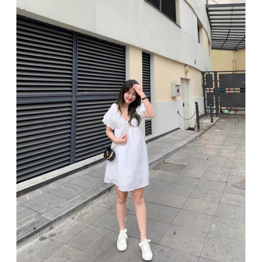 [Mã SKAMA06 giảm 8% tối đa 50K đơn 250K] ĐẦM TRẮNG TAY BỒNG NHÍU NƠ NGỰC | BigBuy360 - bigbuy360.vn