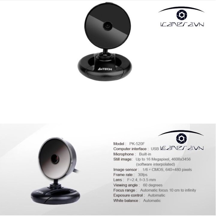 WEBCAM MÁY TÍNH, LAPTOP HỌC TRỰC TUYẾN, LIVE STREAM A4TECH PK-520F CHÍNH HÃNG