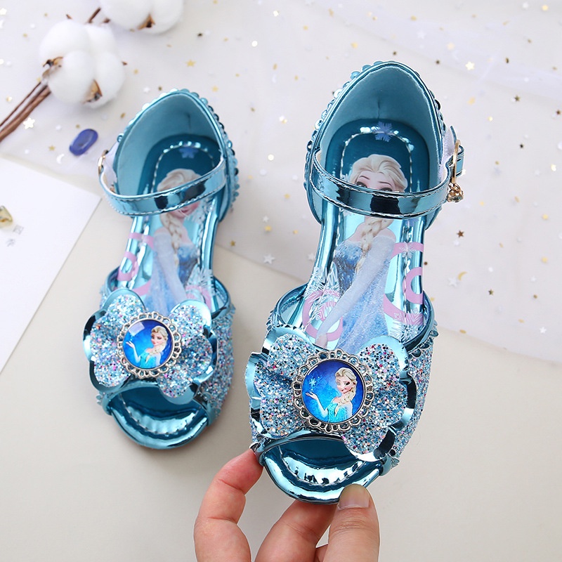 Dép quai hậu bé gái họa tiết công chúa Elsa da mềm cho bé từ 3-15 tuổi màu Hồng và Xanh size 26-36 mẫu mới 2022 Sandal