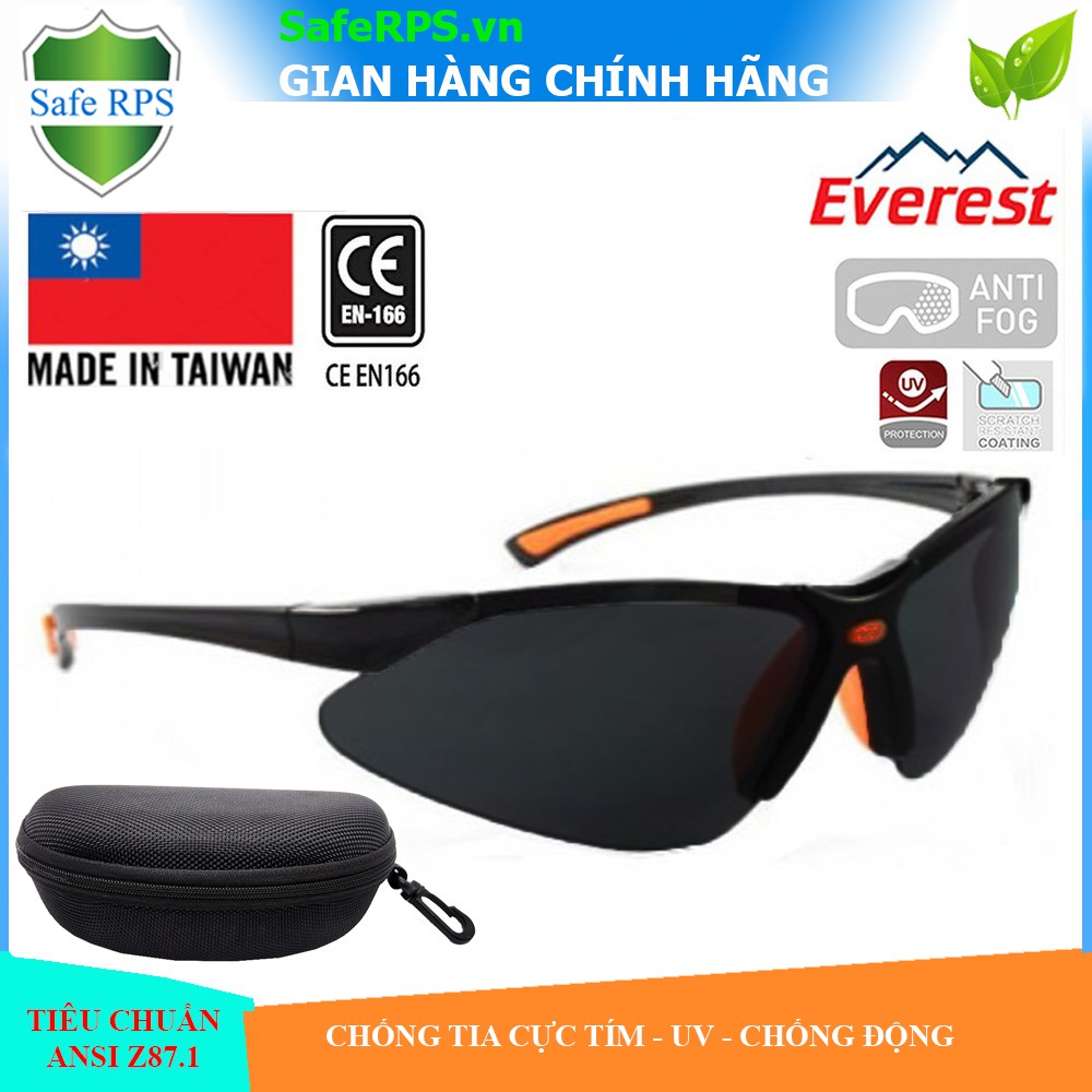 Kính râm cao cấp bảo hộ lao động chống bụi, chống tia cực tím Everest 302 - EV302 - Kính đặc vụ ôm sát mắt