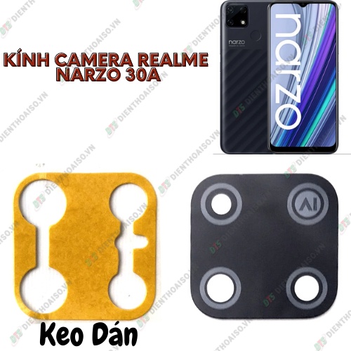 Mặt kính camera realme narzo 30a có sẵn keo dán