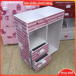 kệ mỹ phẩm 2 ngăn màu kitty, kệ trang điểm, tủ mini