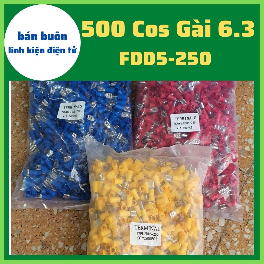 Đầu cos gài 6.3, đầu cos chữ T, đầu cốt gài FDD5-250 (500 Chiếc)