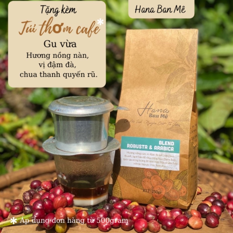 Cà phê Blend Robusta và Arabica nguyên chất từ vườn Đắk Lắk  - Hương nồng nàn, vị đậm đà kết hợp chua thanh, ngọt hậu