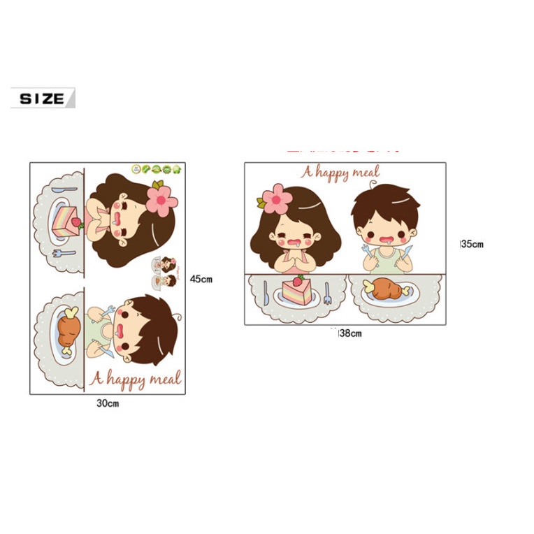 Decal trang trí tường - Bé trai bé gái Happy Meal