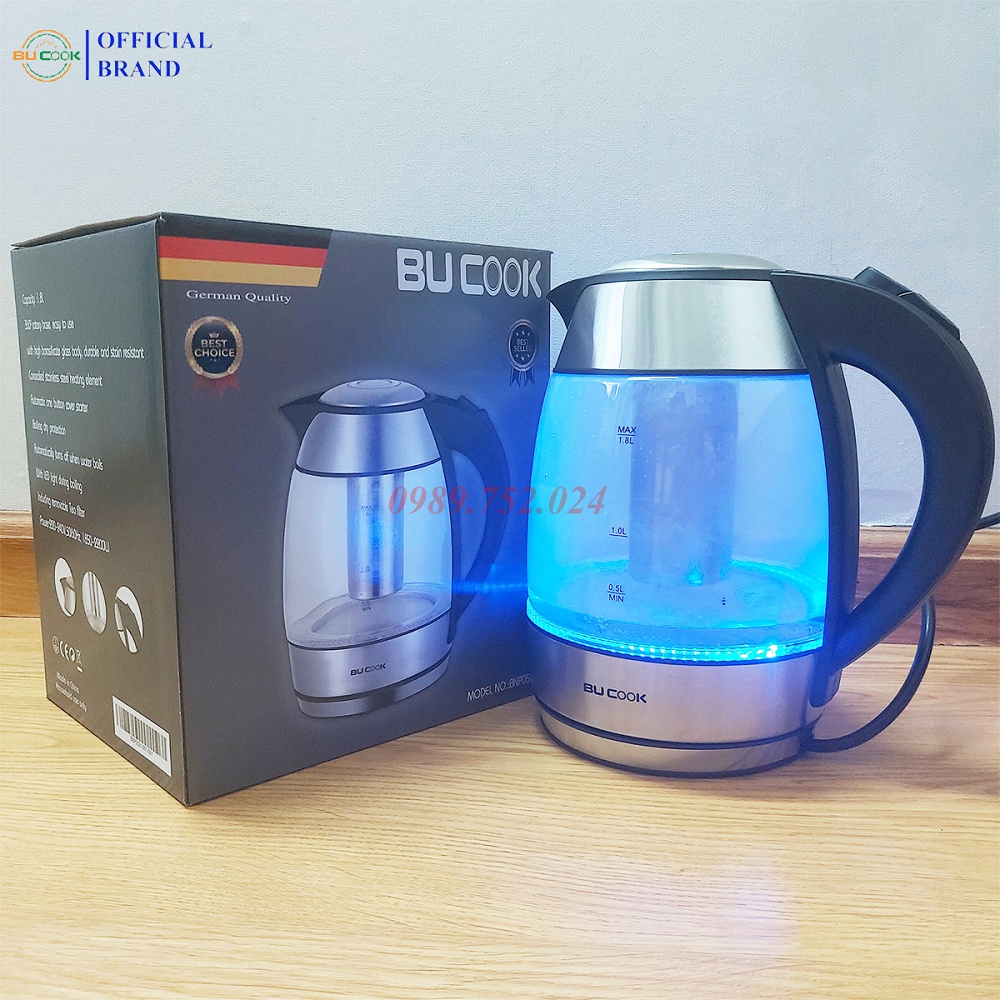 Ấm Siêu Tốc Bình Siêu Tốc Thủy Tinh Của Đức BUCOOK BNP0802 - 1.8L