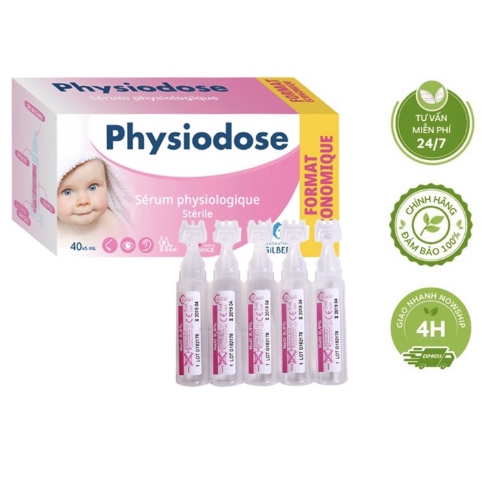 Nước muối sinh lý Pháp Gifrer Physiodose hộp 40 ống x 5 ml