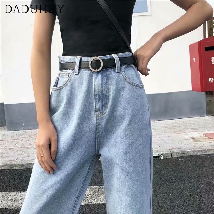 Quần jean DADUHEY dài chạm sàn kiểu thời trang của bố lưng cao ống thẳng suông rộng phong cách mới 2022 dành cho nữ