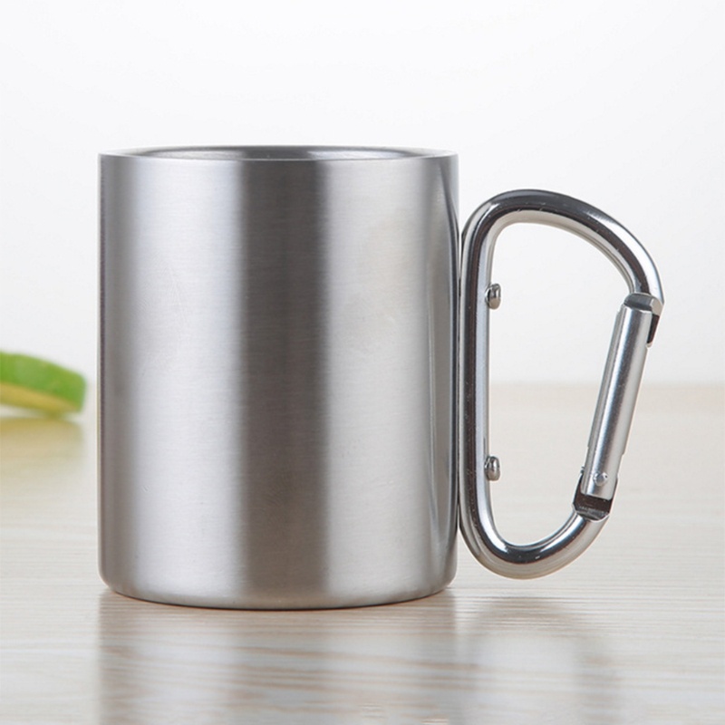 Cốc Uống Nước Bằng Thép Không Gỉ 220ml Có Móc Treo Chữ D