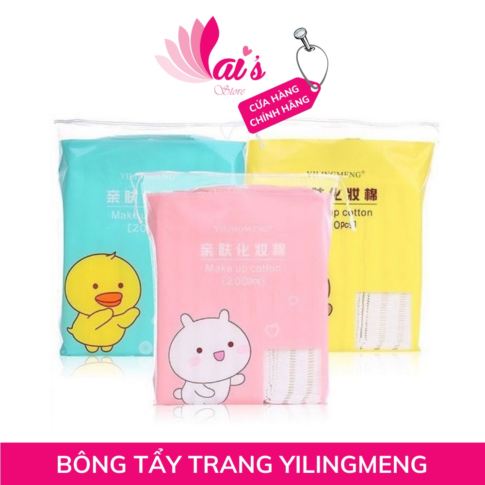 Bông Tẩy Trang Yilingmeng Line Friend Gấu Thỏ Vịt Make Up Cotton 200 Miếng Hàn Quốc Chính Hãng - LAI'S STORE