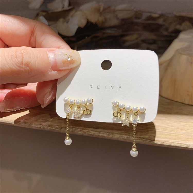 Khuyên tai thương hiệu CD hình vầng trăng ngọc trai nhân tạo xinh xắn dễ thương TB434 TOBI STORE