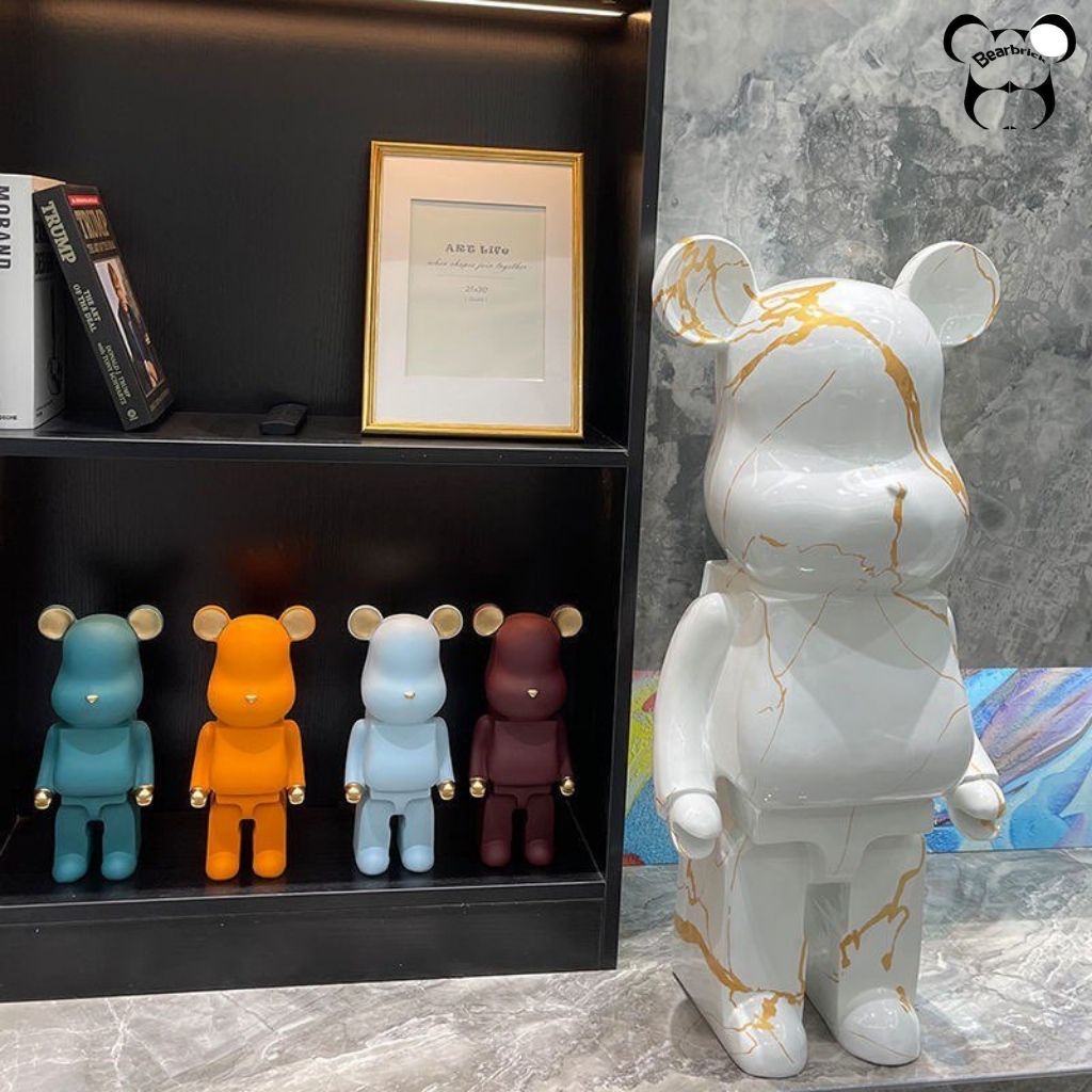 Bearbrick , gấu bearbrick sz 50cm, mẫu đen trắng loang vân chất liệu thạch cao - Chin Official Store